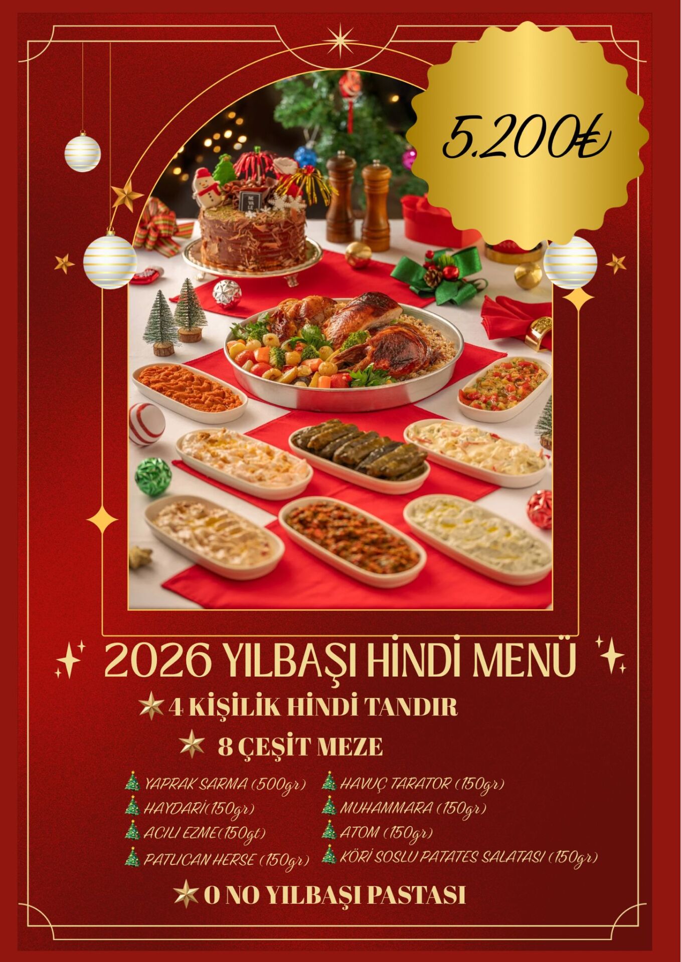 4 Kişilik Hindi Menü