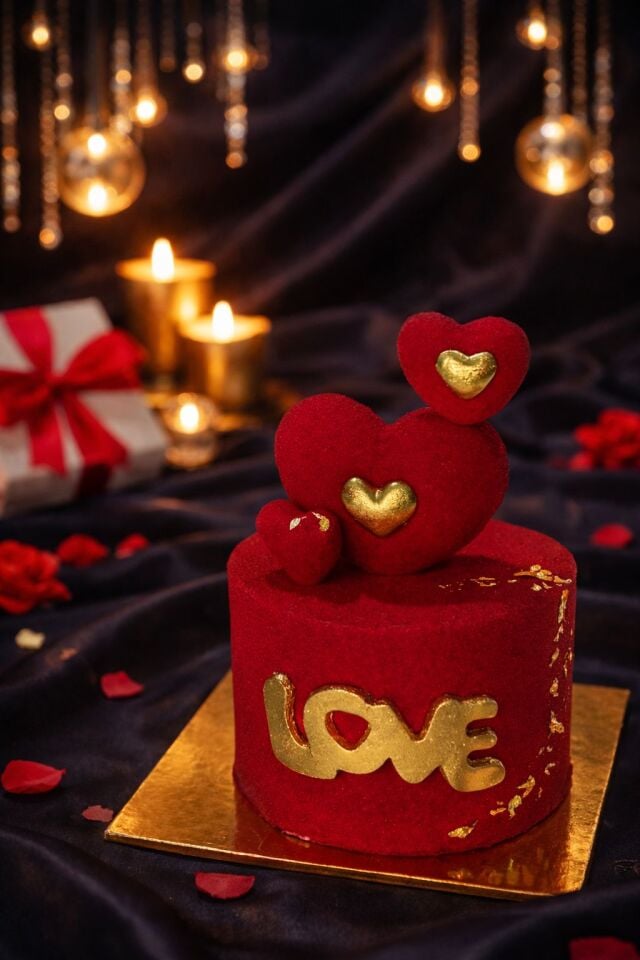 Sevgililer Günü Püskürtme 2 Kişilik Turta