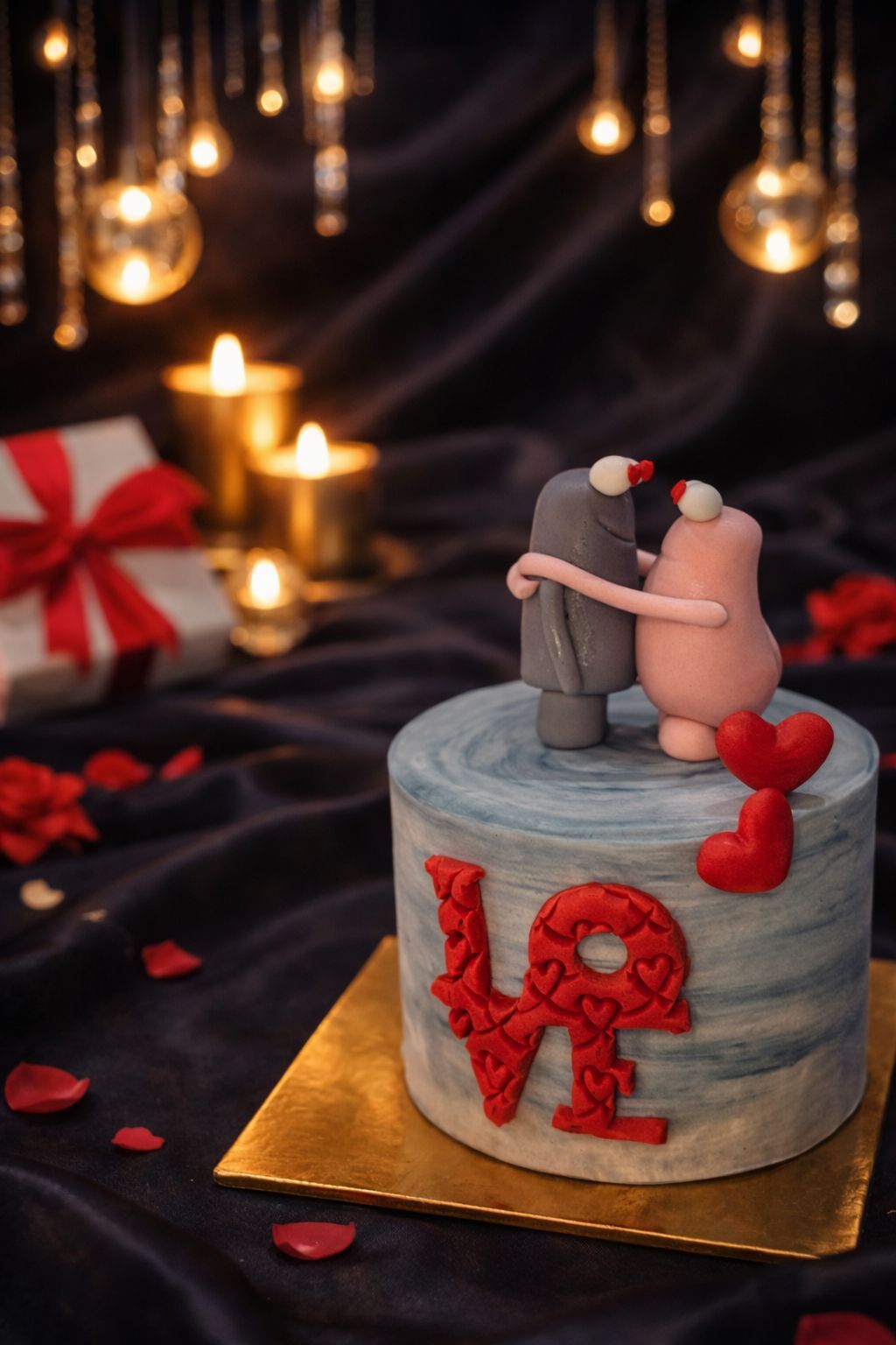 Sevgililer Günü Butter Kremalı Figürlü 2 kişilik Pasta