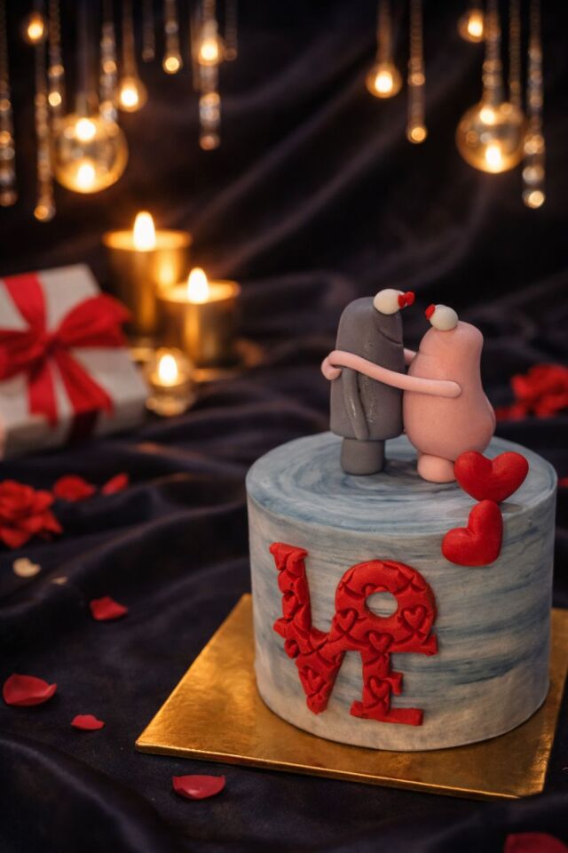 Sevgililer Günü Butter Kremalı Figürlü 2 kişilik Pasta