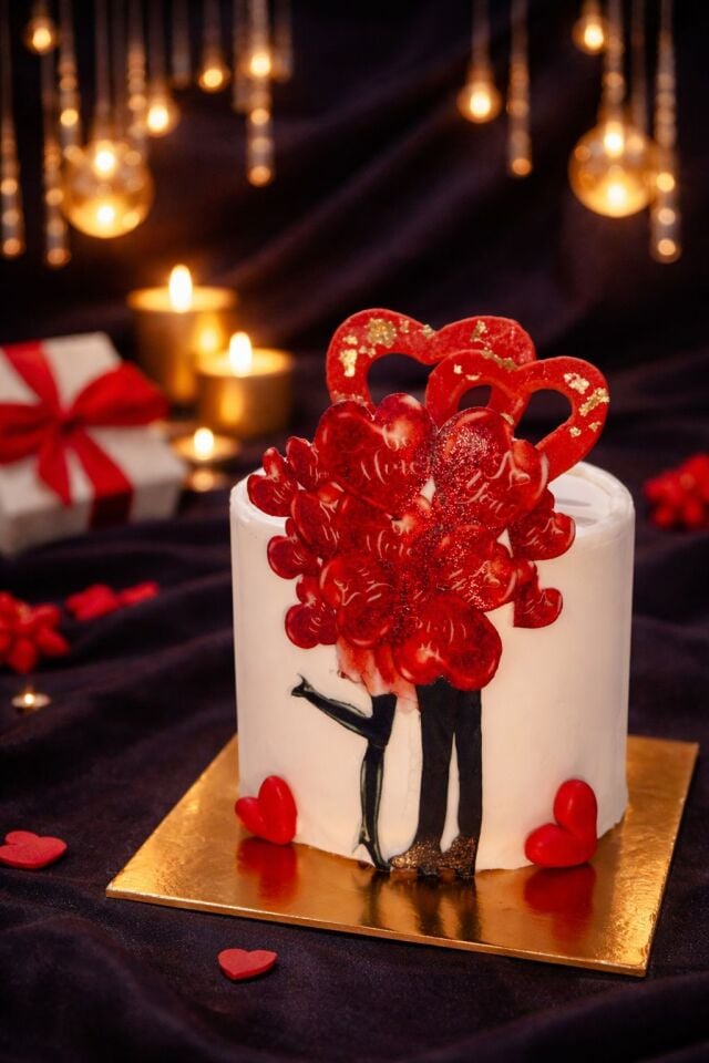 Sevgililer Günü Baskılı 2 Kişilik Turta