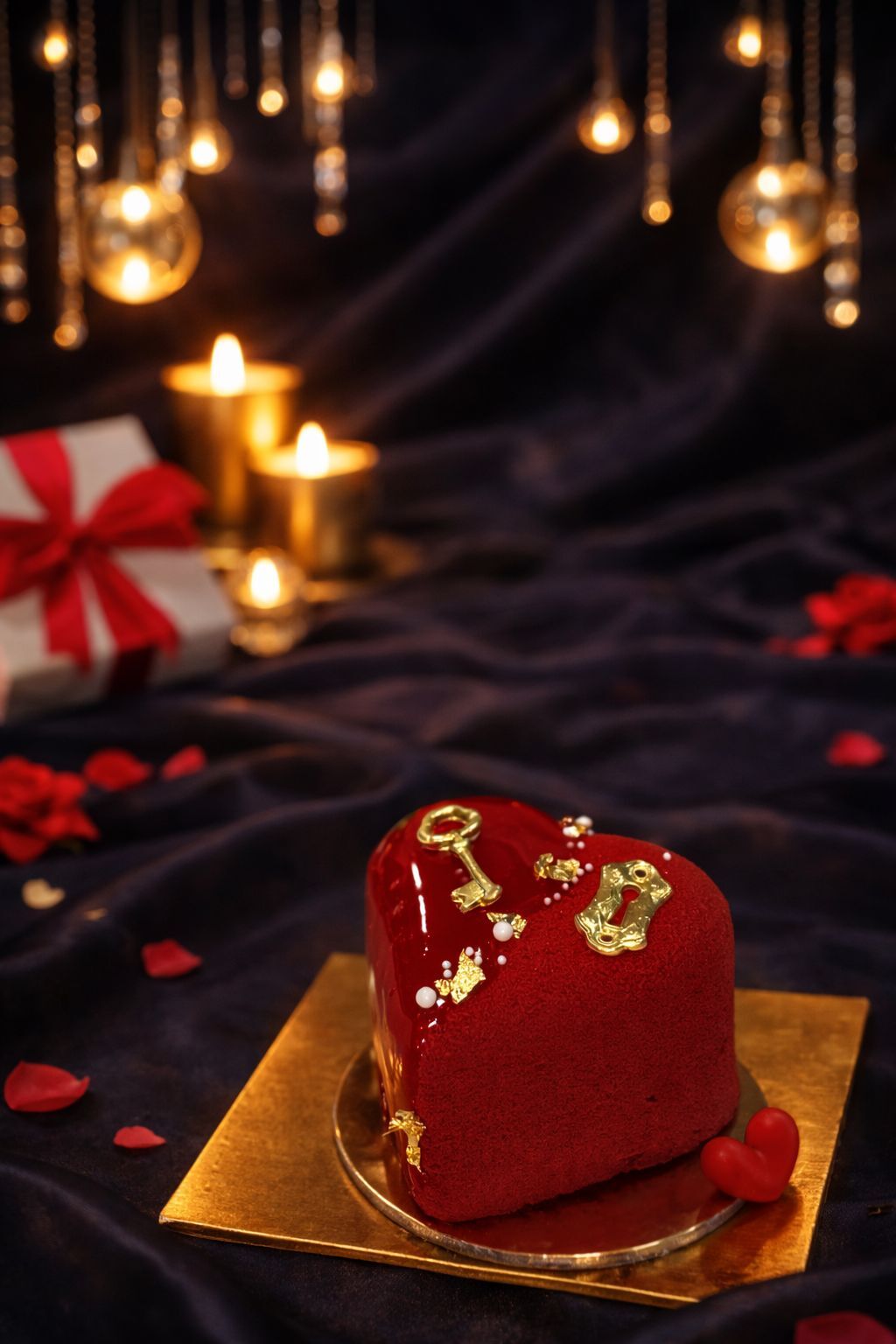 Sevgililer Günü Anahtarlı Kalp Tek Pasta