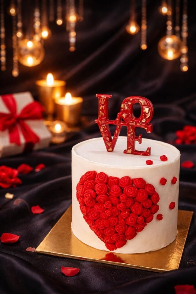 Sevgililer Günü Kremalı Love 2 Kişilik