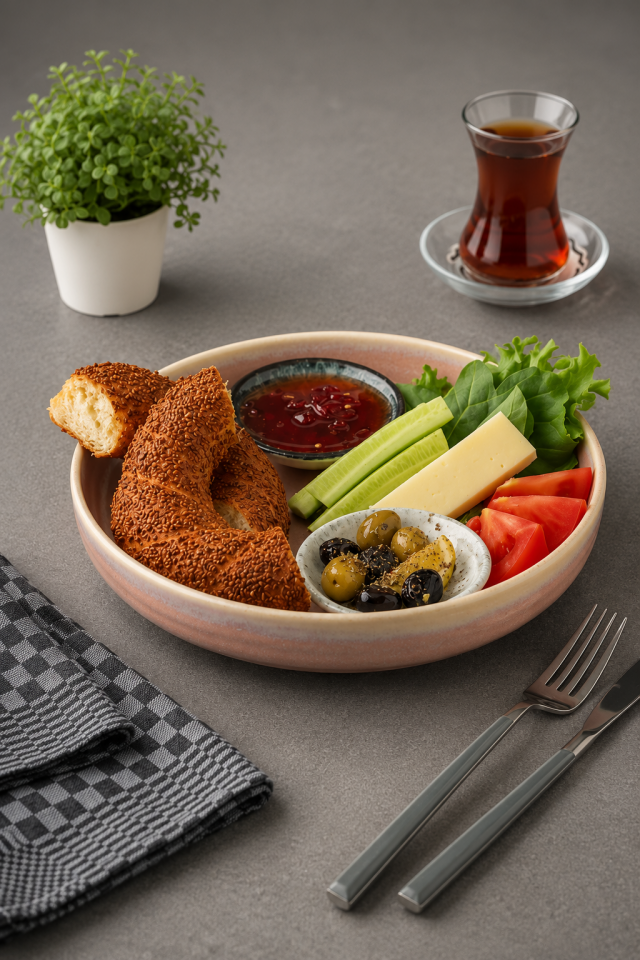Tereyağlı Simitli Kahvaltı Tabağı